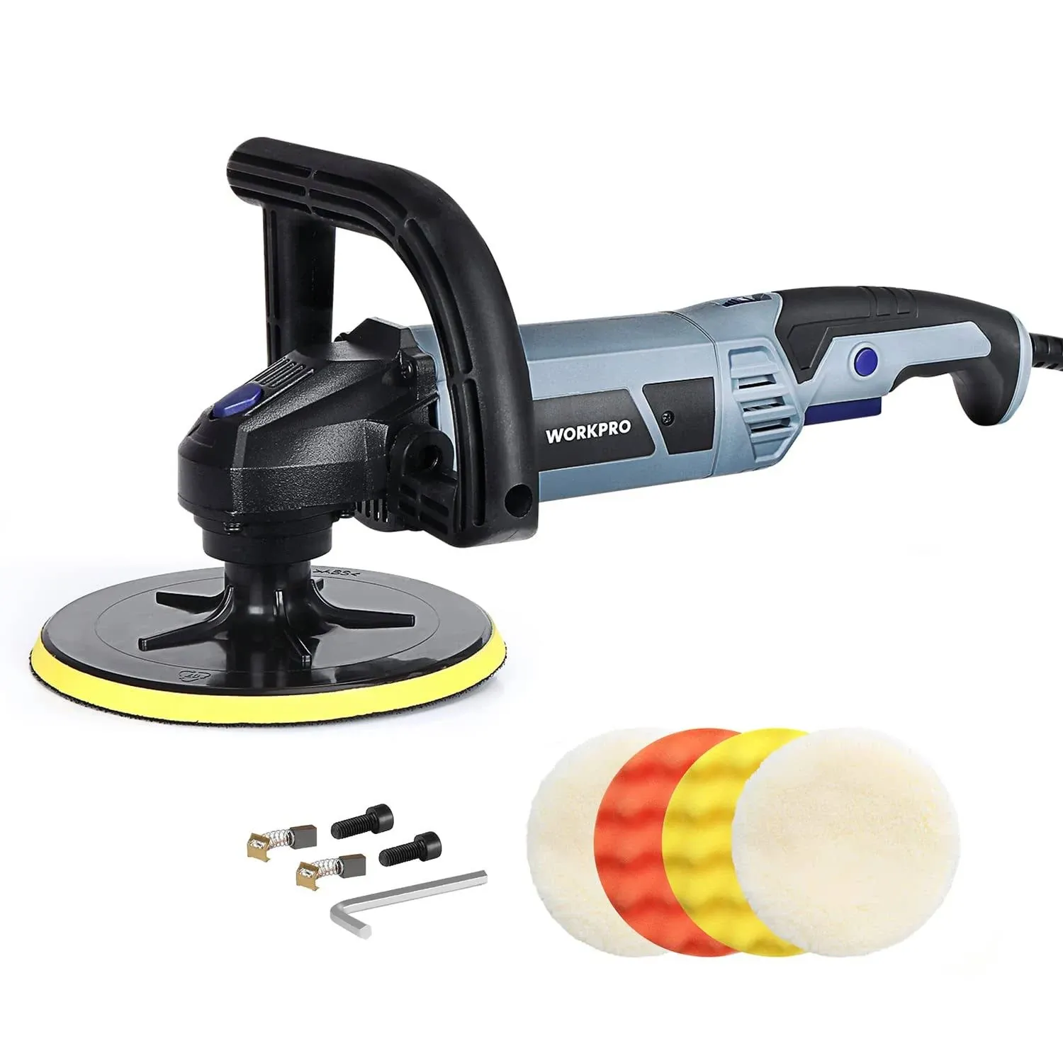 WORKPRO Buffer Polisher, 7-inch Buffer Waxer with 4 Buffing and Polishing Pads