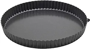 Winco 12&#034; Non-stick Carbon Steel Quiche Pan Black 