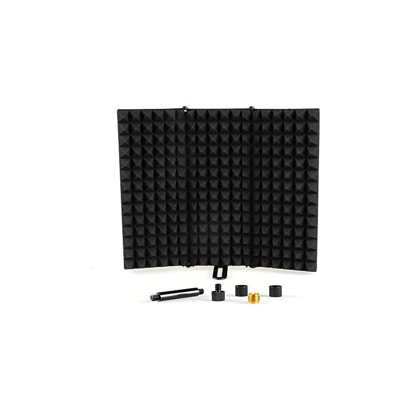 Studio Recording Microphone Isolation Shield, ZRAMO 3 Foldable Absorbing Foam Reflector Folding Panel, with Mic Pop Filter, Flexible & Durable, for Any Condenser Microphone Recording Equipment