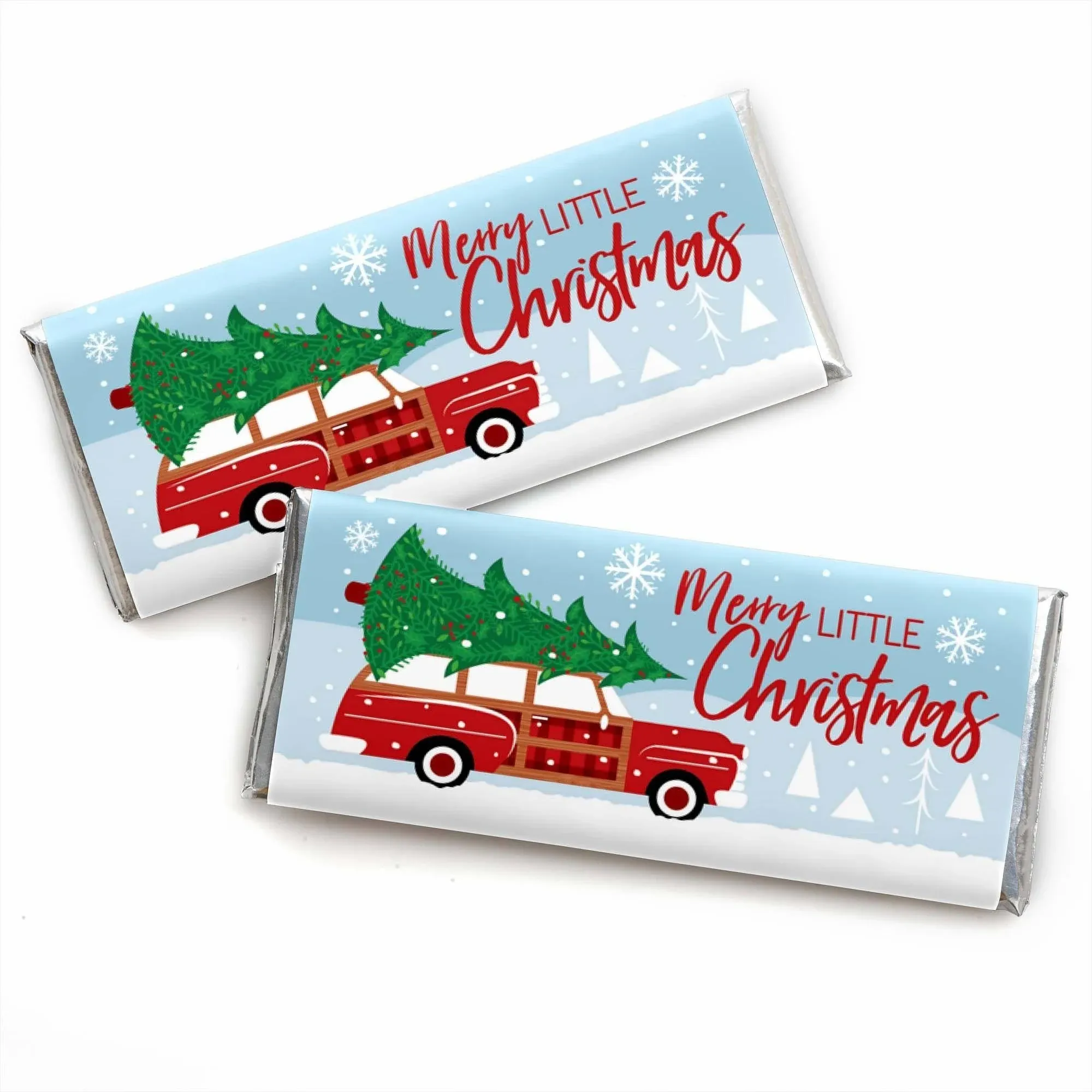 Merry Little Christmas Tree - Candy Bar Wrapper Red Car Christmas Party Favors ...