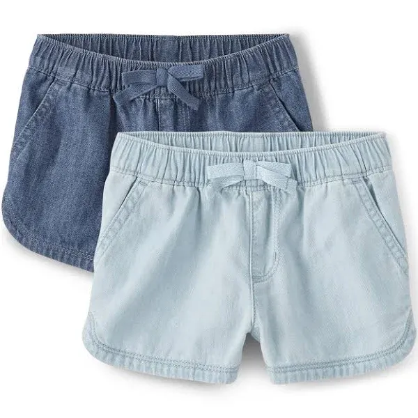 The Children's Place Baby Girls' and Toddler Pull on Chambray Shorts