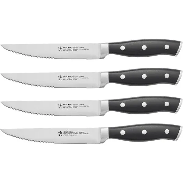 Henckels 4 Piece Steak Knife Set, Forged Accent - Black