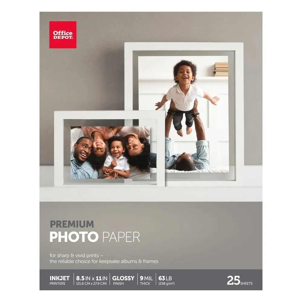 Office Depot Premium Photo Paper, Gloss, 8.5" x 11", 9 mil - 25 sheets