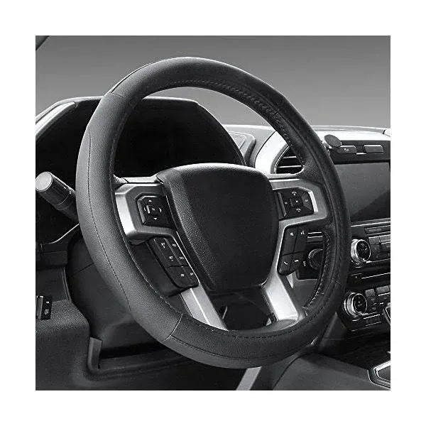 Car Steering Wheel Cover for F-150 Tundra Range Rover 15.5-16 Inch, Black and Gr