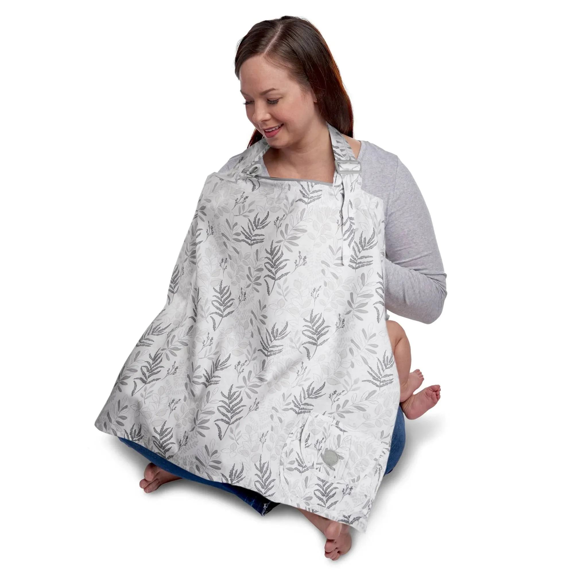 Boppy Nursing Cover, Gray Ferns