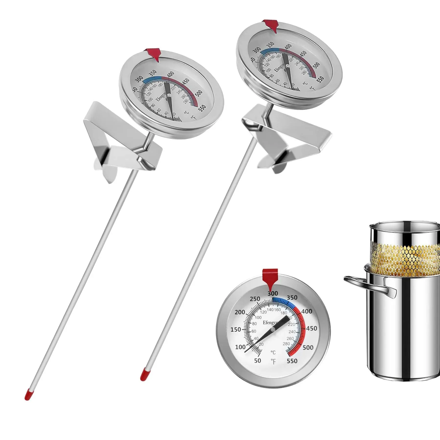 Deep Fry Turkey Thermometer 2 Pack With 12&#034; Probe &amp; Pot Clipcandy Oil Thermome