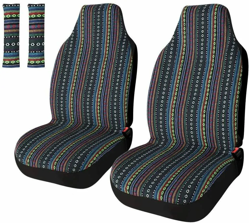 Copap Universal Stripe Colorful 4pc Front Seat Covers Saddle Blanket Baja Bucket ...