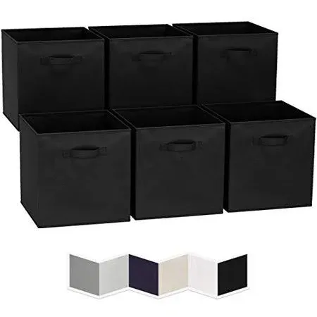 NEATERIZE 13 inch Fabric Storage Cubes for Cube Organizer - 6 Pack Heavy Duty Black Storage Bins - Cube Storage Bin, Use As A Clothes Storage Box in Closet, BAS