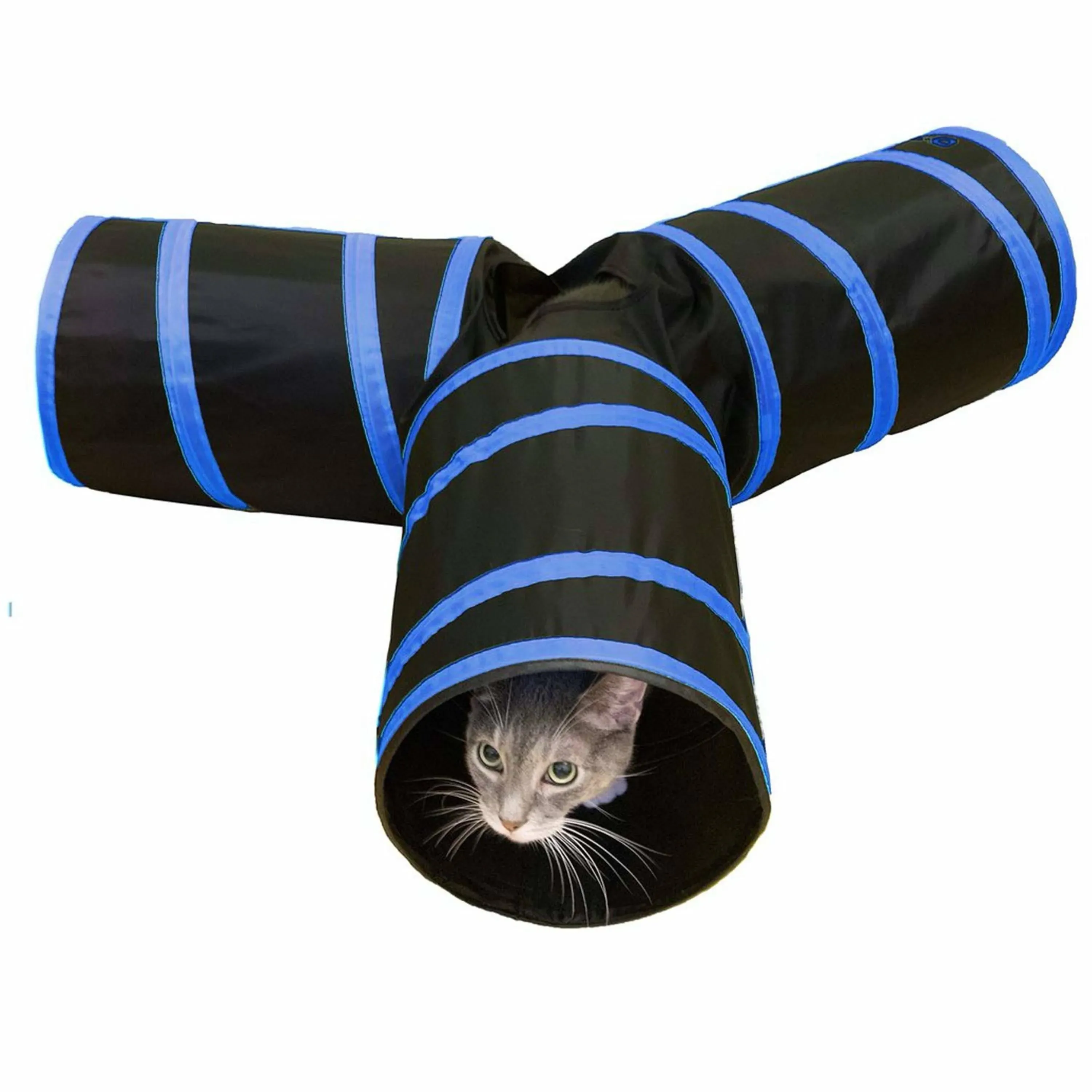 Purrfect Feline Tunnel of Fun, Collapsible 3-Way Cat Tunnel Toy with Crinkle Dark ...