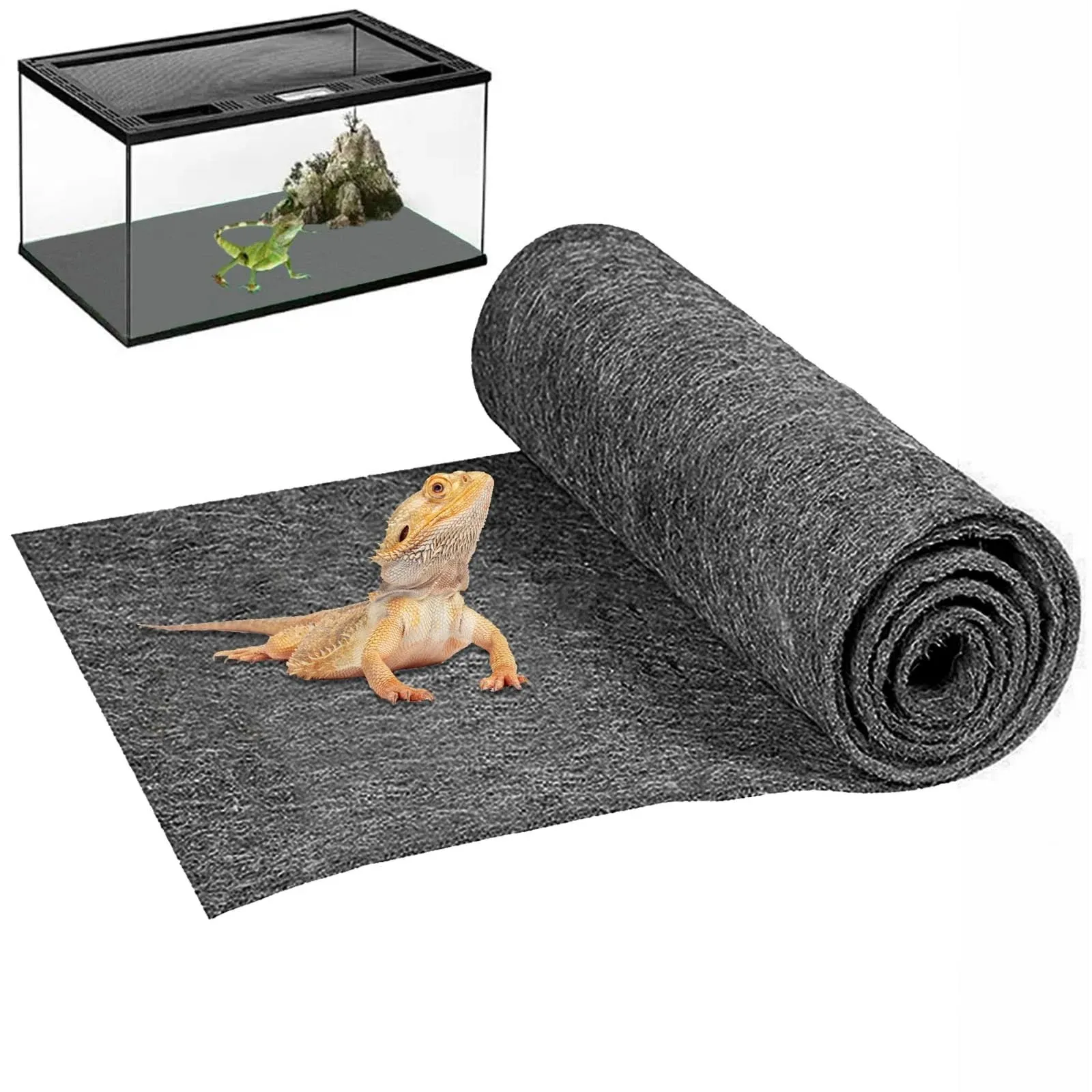 Mechpia 47&#034; x 24&#034; Large Reptile Carpet Terrarium Liner Bedding Grey 