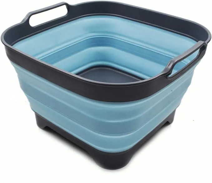 SAMMART 10L (2.64 Gallon) Collapsible Dishpan with Draining Plug - Foldable ...