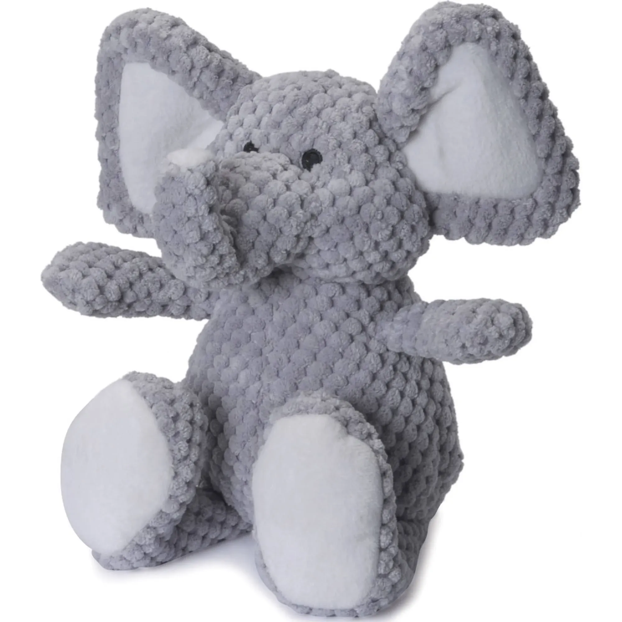 goDog Checkers Elephant Squeaky Plush Dog Toy, Chew Guard Technology - Gray, Small