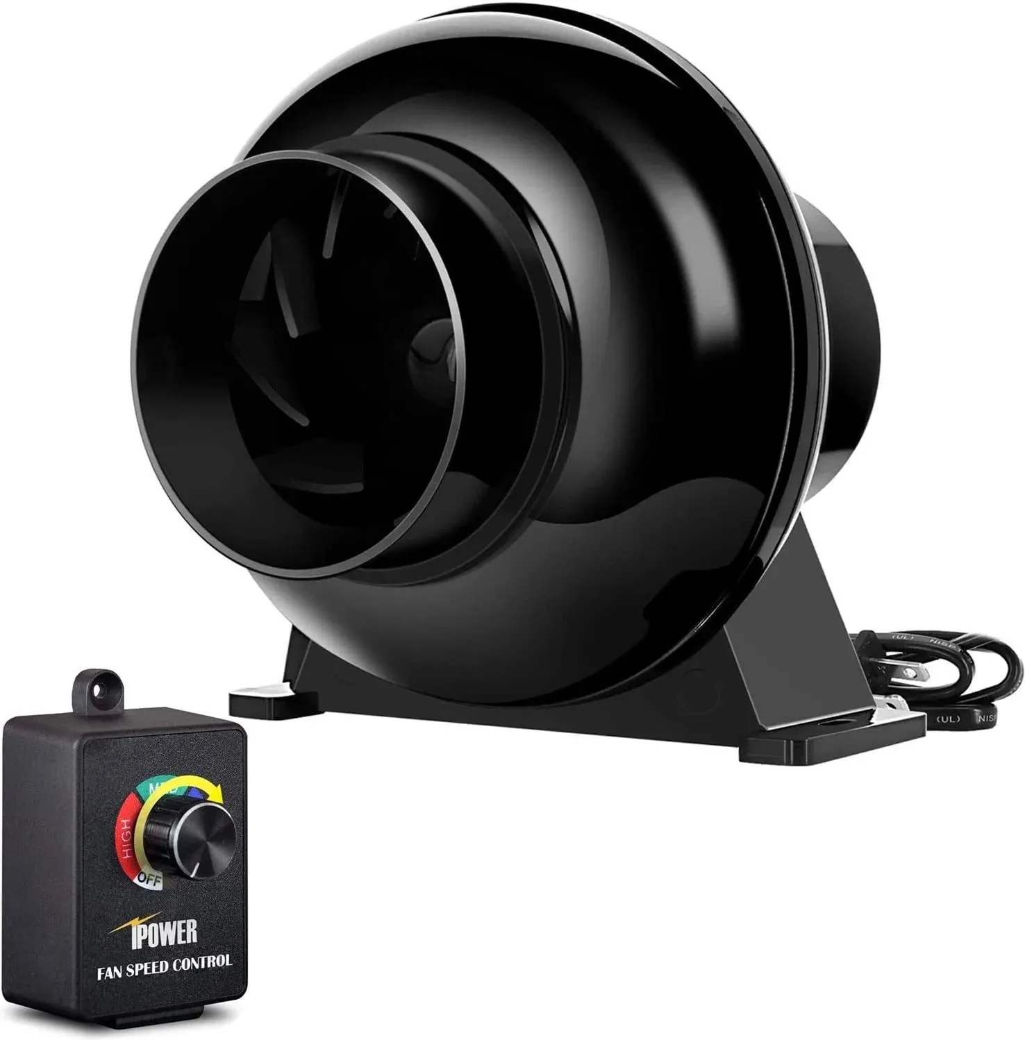 iPower 4 inch 195 CFM Inline Duct Ventilation Fan Air Circulation Vent Blower ...