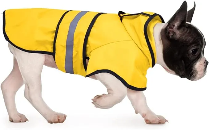 Hde Dog Raincoat Hooded Slicker Poncho for Small to X-Large Dogs and Puppies (Yellow, Small)