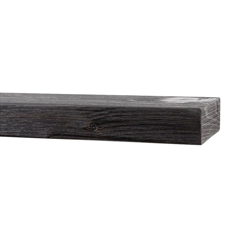 Modern Ember Vara Wood Mantel Shelf - 48 inch Ebony | Features Knots and Natural ...