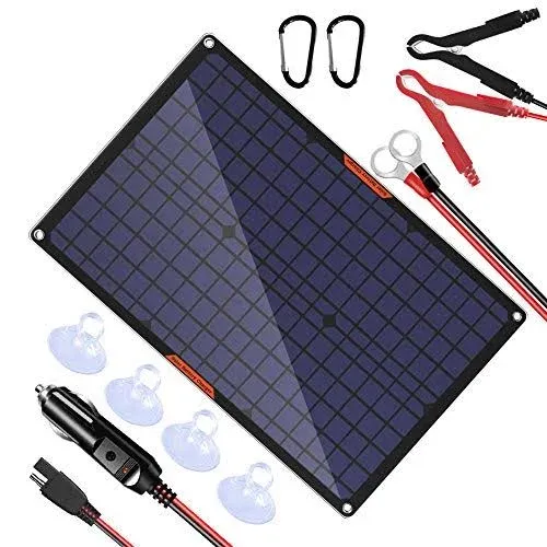 OYMSAE 30 Watt 12 Volt Solar Panel Solar Trickle Charger 30W 12V Portable Solar Battery Charger & maintainer with Cigarette Lighter Plug & Alligator Clip