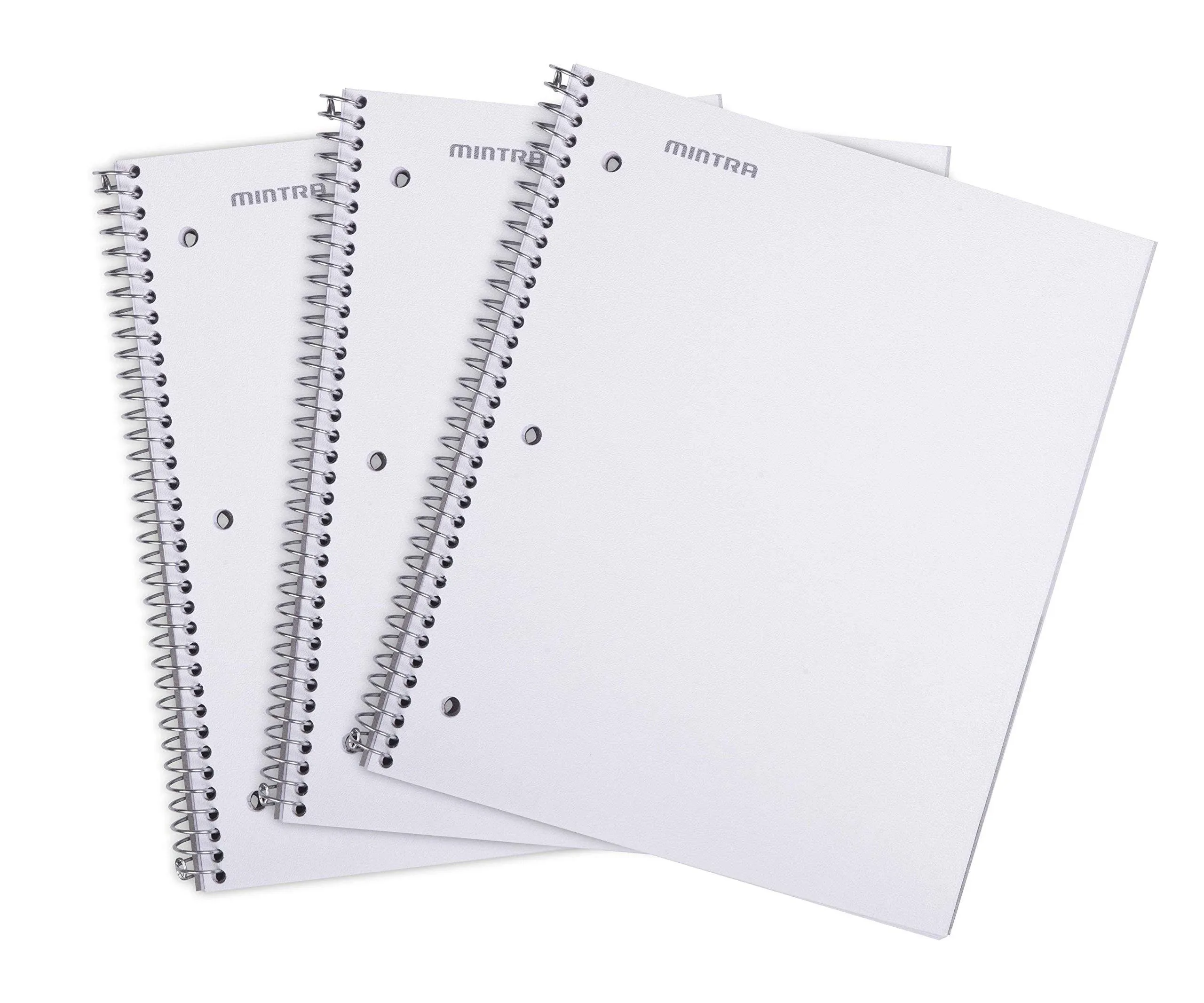 Mintra Office Durable Spiral Notebooks, 3 Pack, 1 Subject, 100 Sheets,