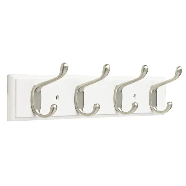 Franklin Brass 4-Hook 2.7126-in x 3.3386-in H Pure White and Satin Nickel Decorative Wall Hook (35-lb Capacity)