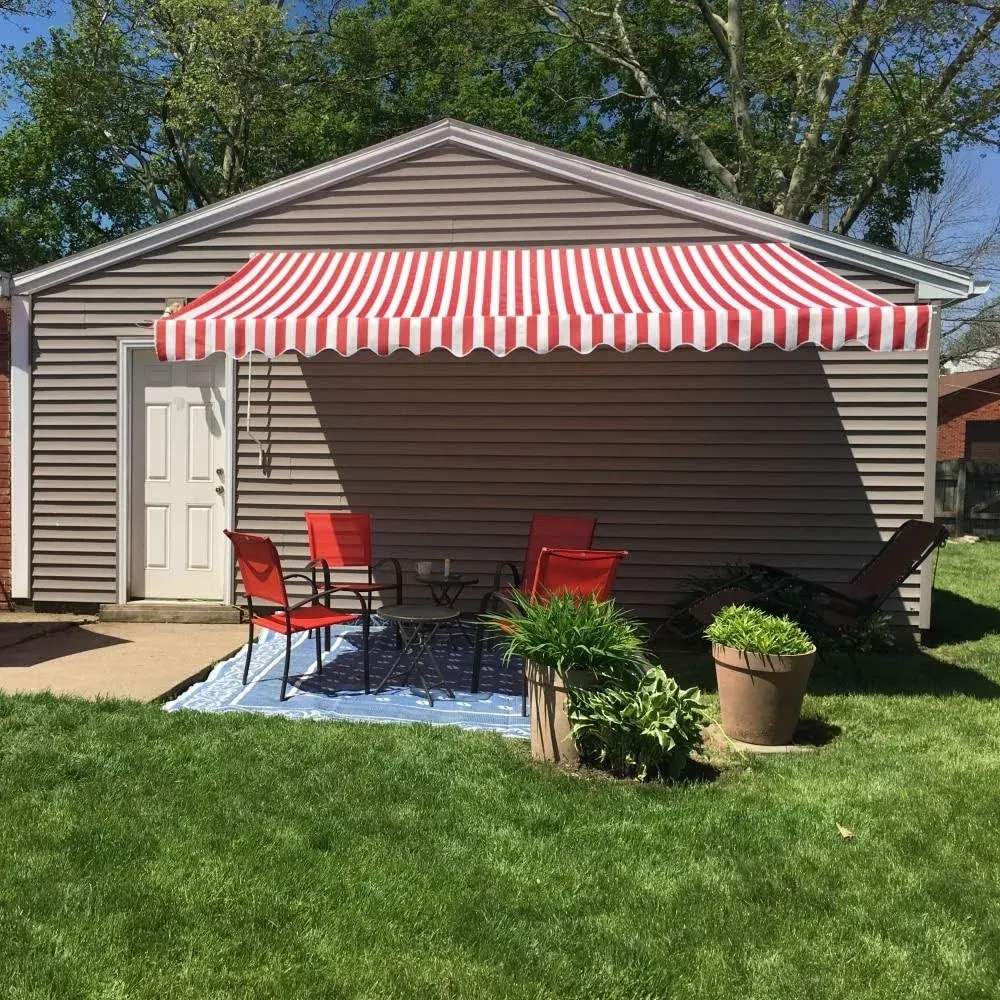 ALEKO Patio Awning Fabric Replacement, Polyester Canopy with UV Protection, Gray/White Stripes, 20x10 Feet