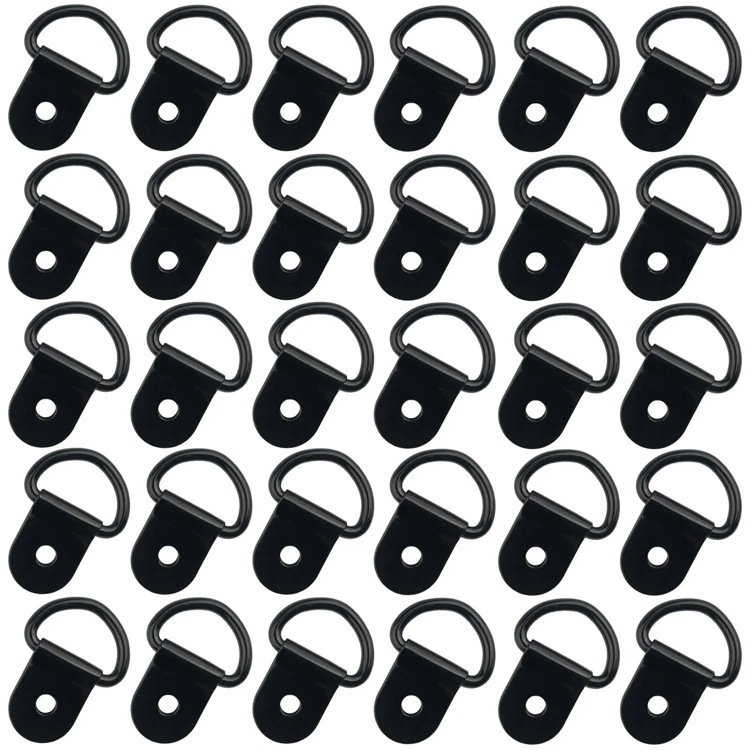 30 Pack Small Steel D-Ring Tie Downs, D Rings Anchor Lashing Ring for Loads on Case Truck Cargo Trailers RV Boats, Black