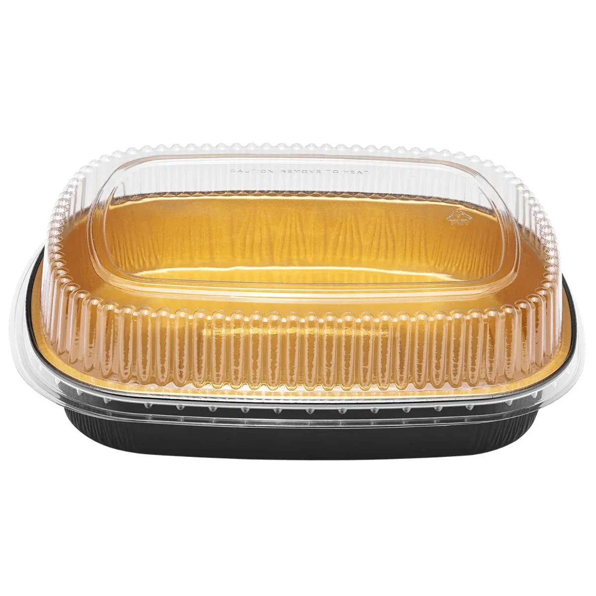 [50 sets] 72 oz Black and Gold Aluminum Pans with PET Dome Lids