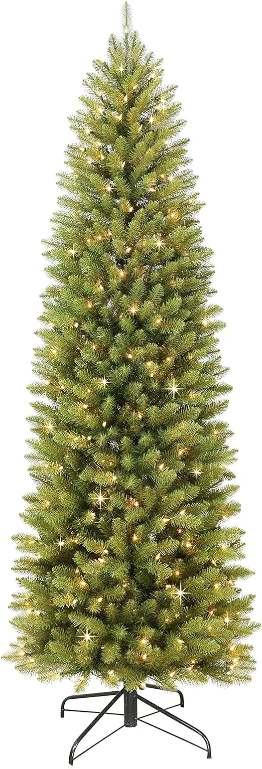 Puleo International 6.5 ft. Pre-Lit Fraser Fir Pencil Artificial Christmas Tree