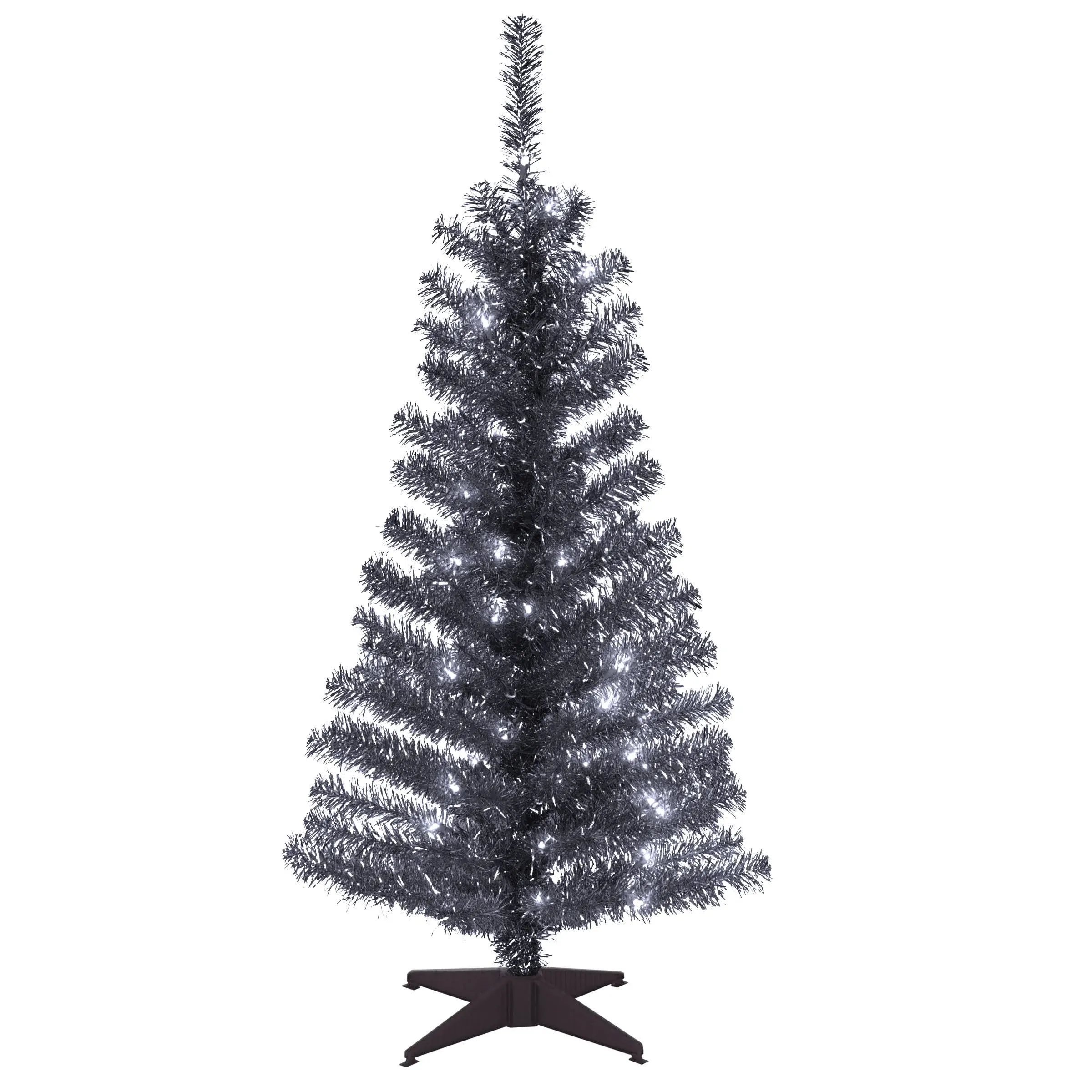 4ft. Pre-Lit Tinsel Artificial Christmas Tree, Clear Lights