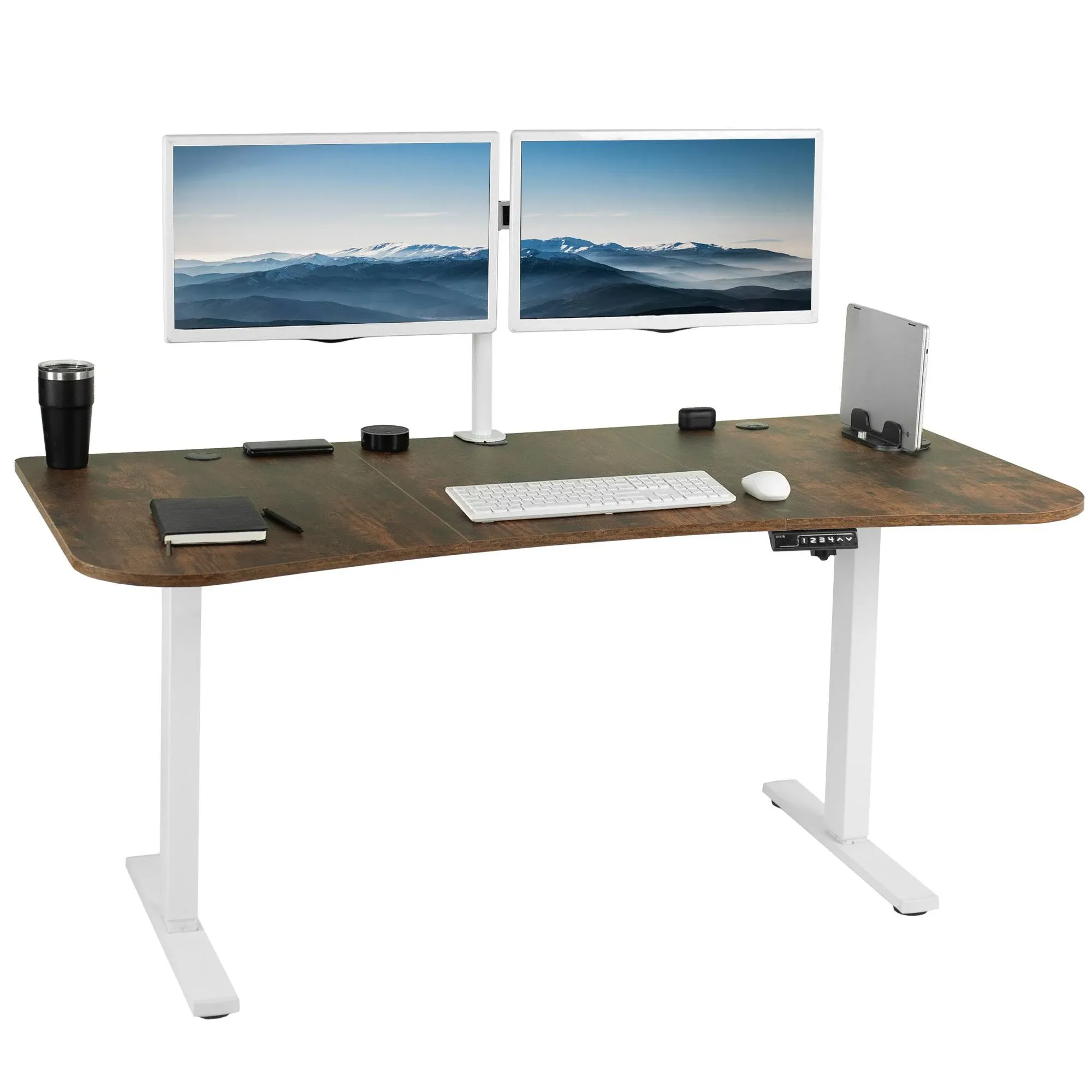 Vintage Brown Standup Desk With White Frame