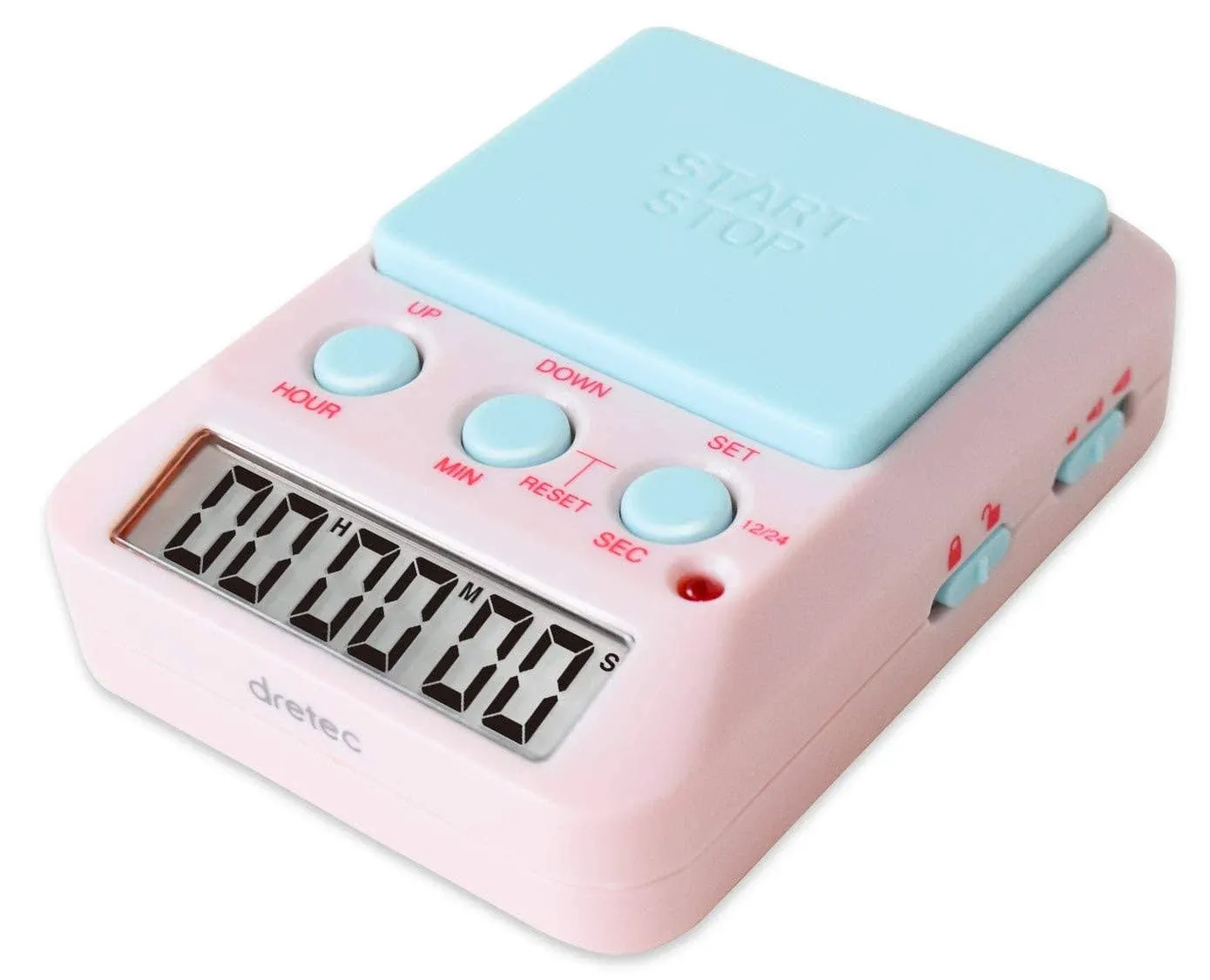 dretec Learning Timer, for Studying, Large Button, Count Function Until The Target Date,Pink, Blue, Officially Tested in Japan(1 Starter AAA Battery Included)