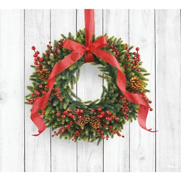 7 ft. x 8 ft. Christmas Wreath-Christmas Garage Door Decor Mural for Single Car Garage