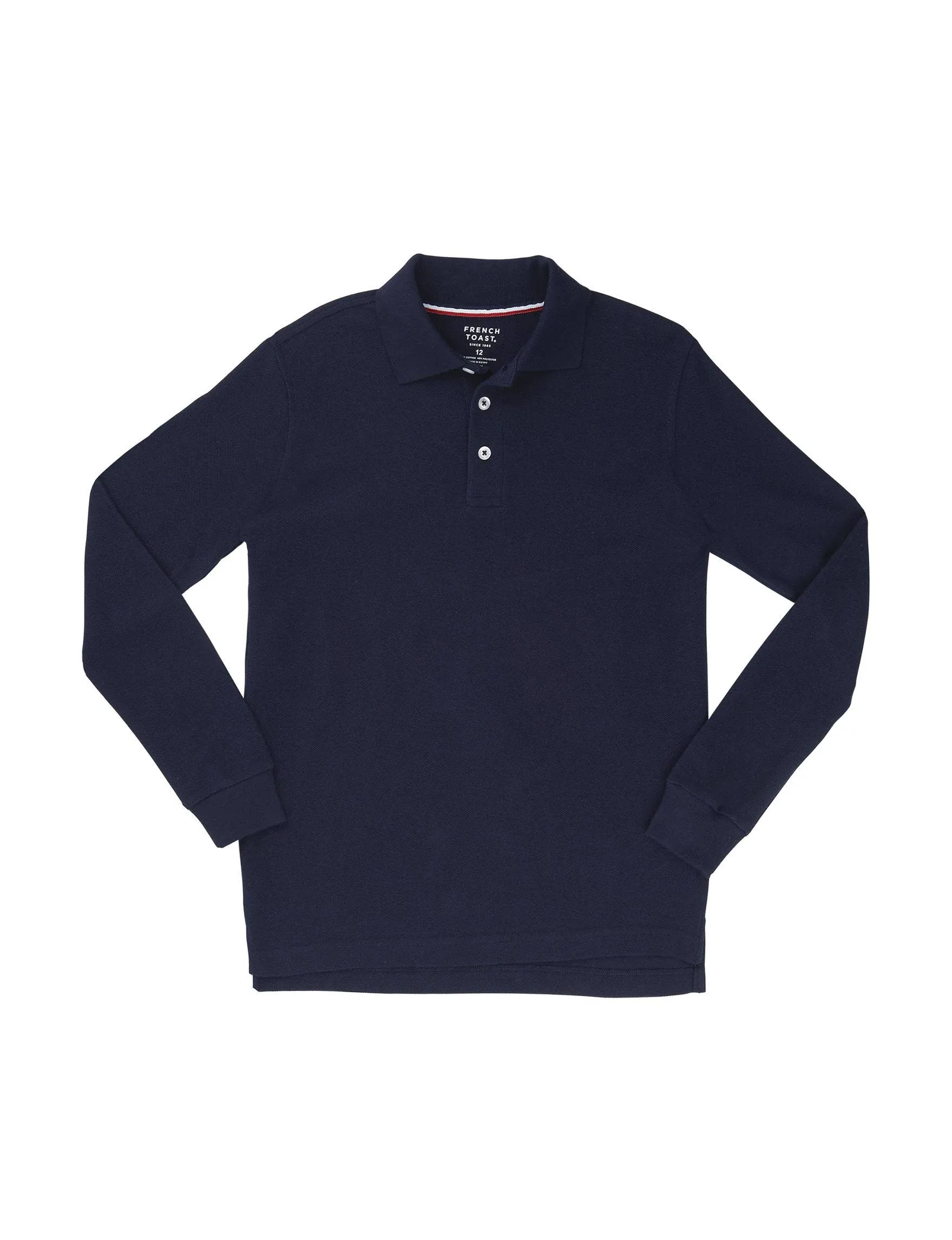 Boys 4-20 French Toast School Uniform Long-Sleeve Pique Polo, Size: Small, Navy