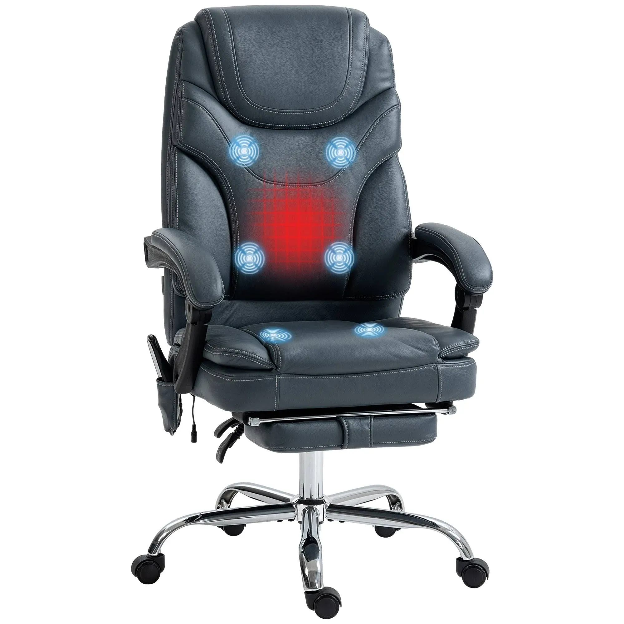 Vinsetto PU Leather Vibration Massage Office Chair with Heat, Gray