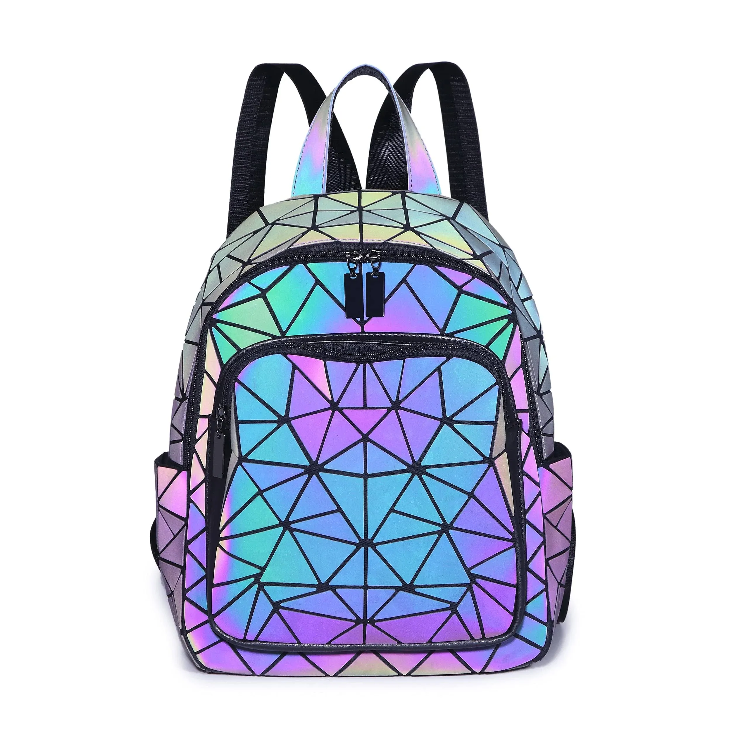  Luminous Geometric Backpacks Women Purses and Handbags Holographic No.a1