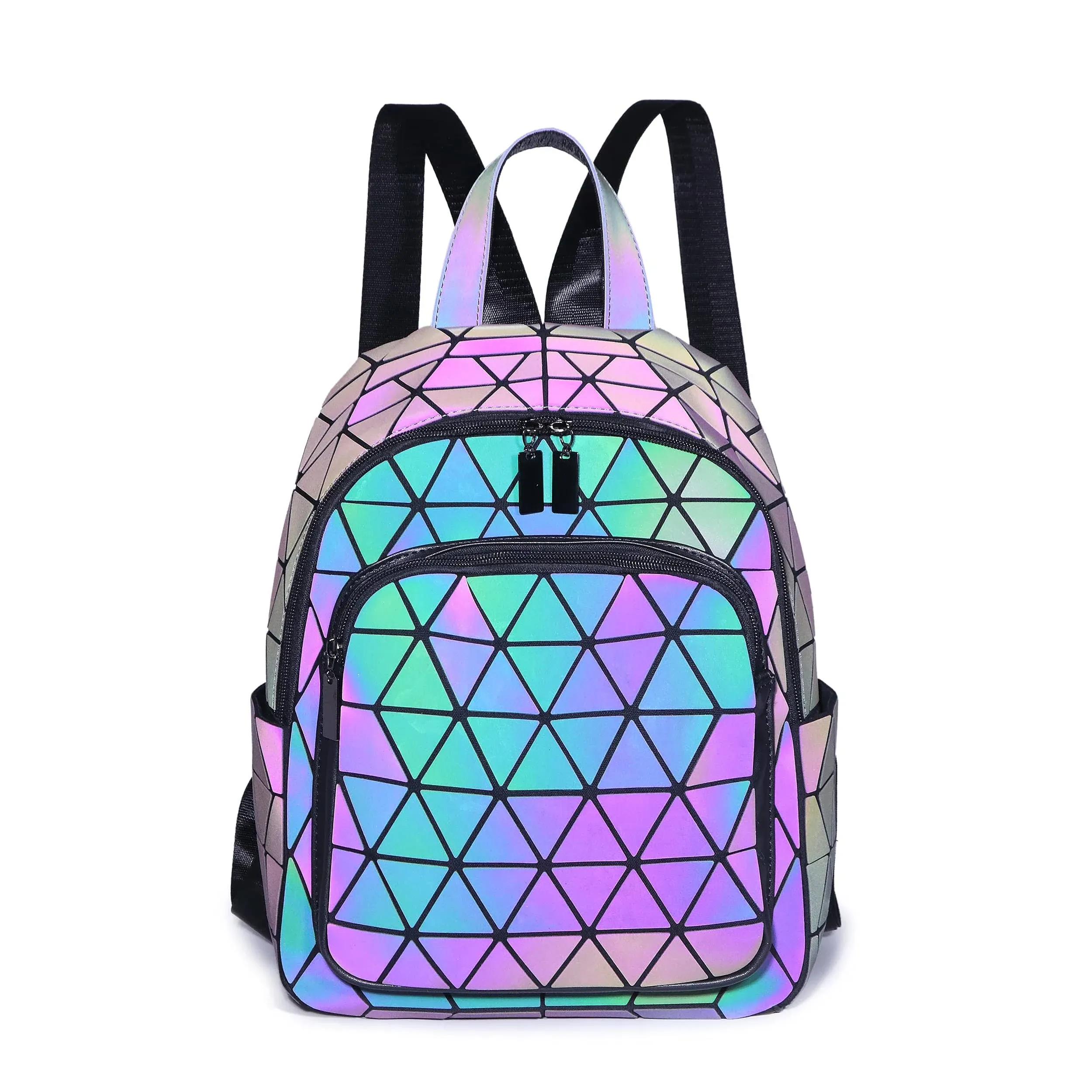 Luminous Geometric Backpacks Women Purses and Handbags Holographic Reflective Bags Iridescent Backpack A3