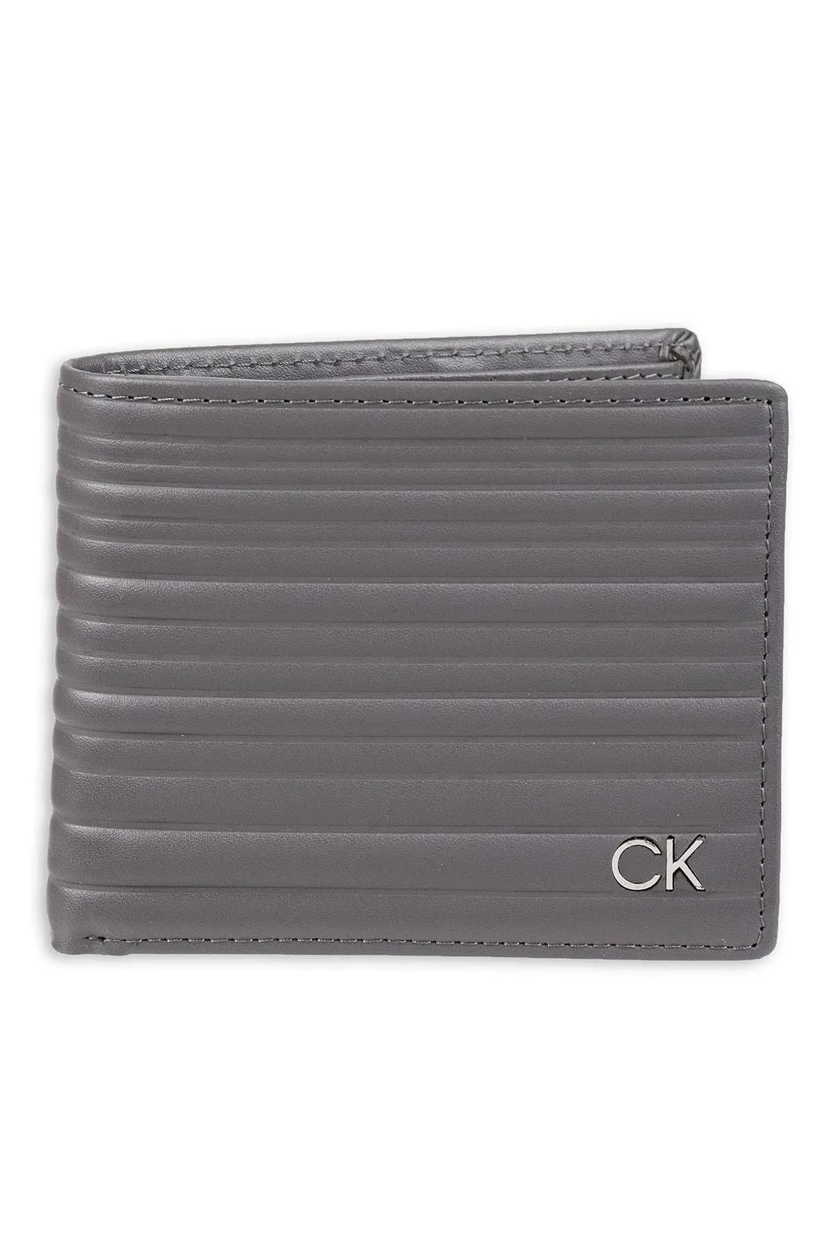 New Calvin Klein Men&#039;s Genuine Leather Passcase Wallet Gray Color $27.00