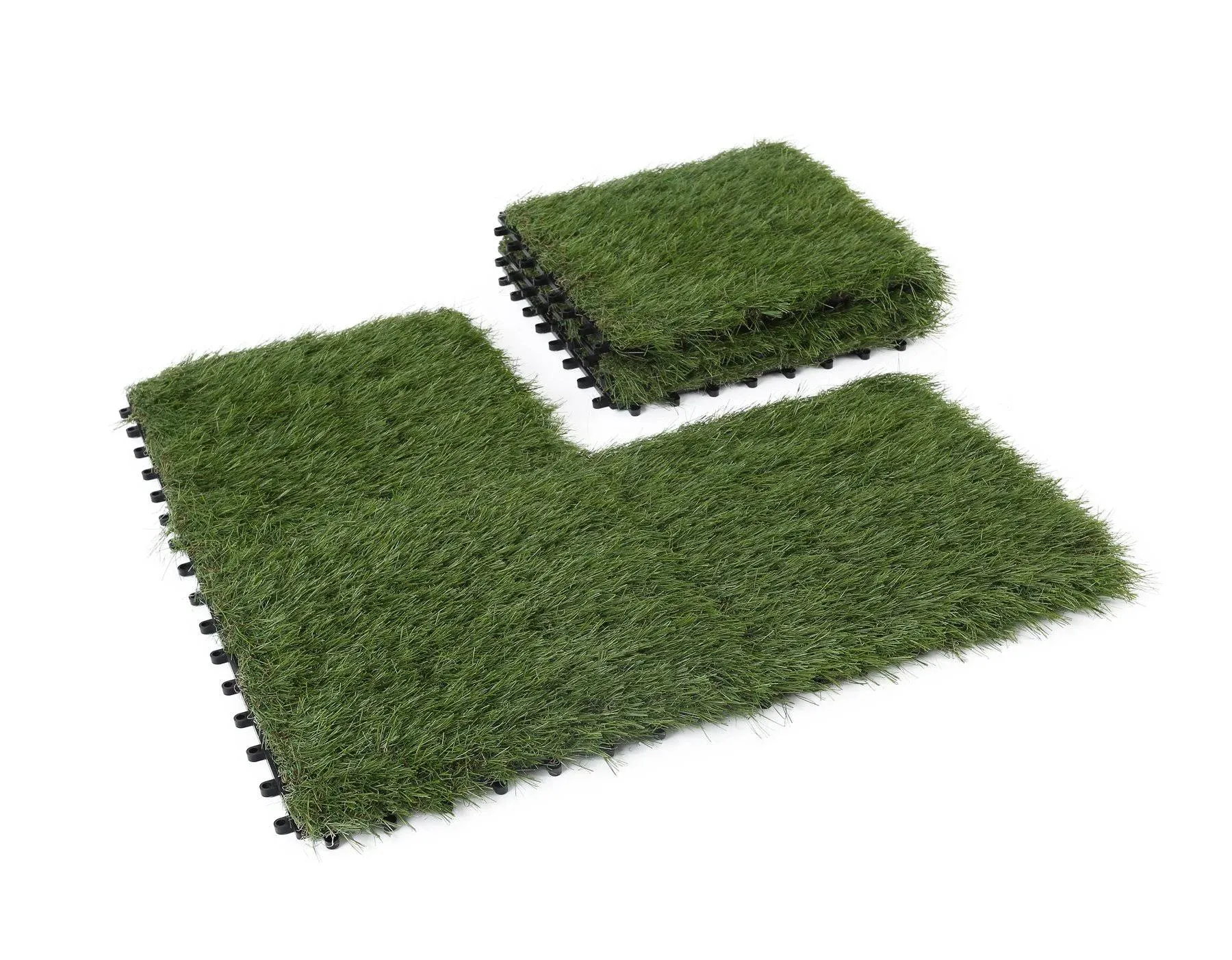 Golden Moon Artificial Grass Turf Tile Interlocking Self-Draining Mat, 1x1 ft, 6