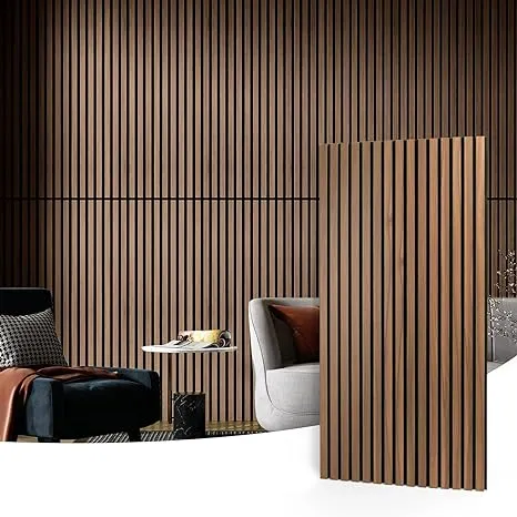 Art3d 2 Wood Slat Acoustic Panels for Wall and Ceiling - 3D Fluted Sound Absorbing Panel with Wood Finish - Oak