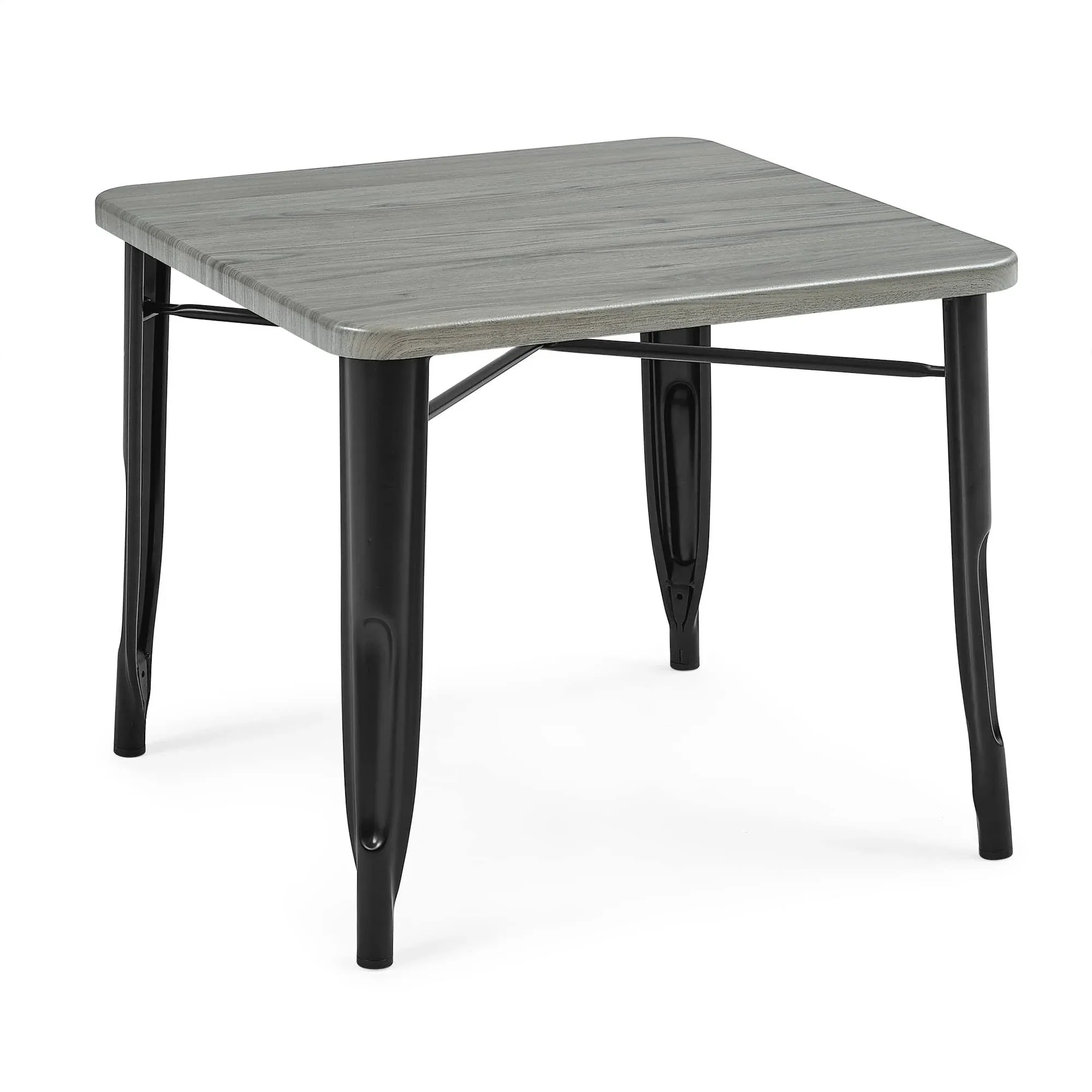 Delta Children Bistro Kids Play Table - Ideal for Arts & Crafts, Snack Time, Homeschooling, Homework & More, Black Metal/Grey Barnboard