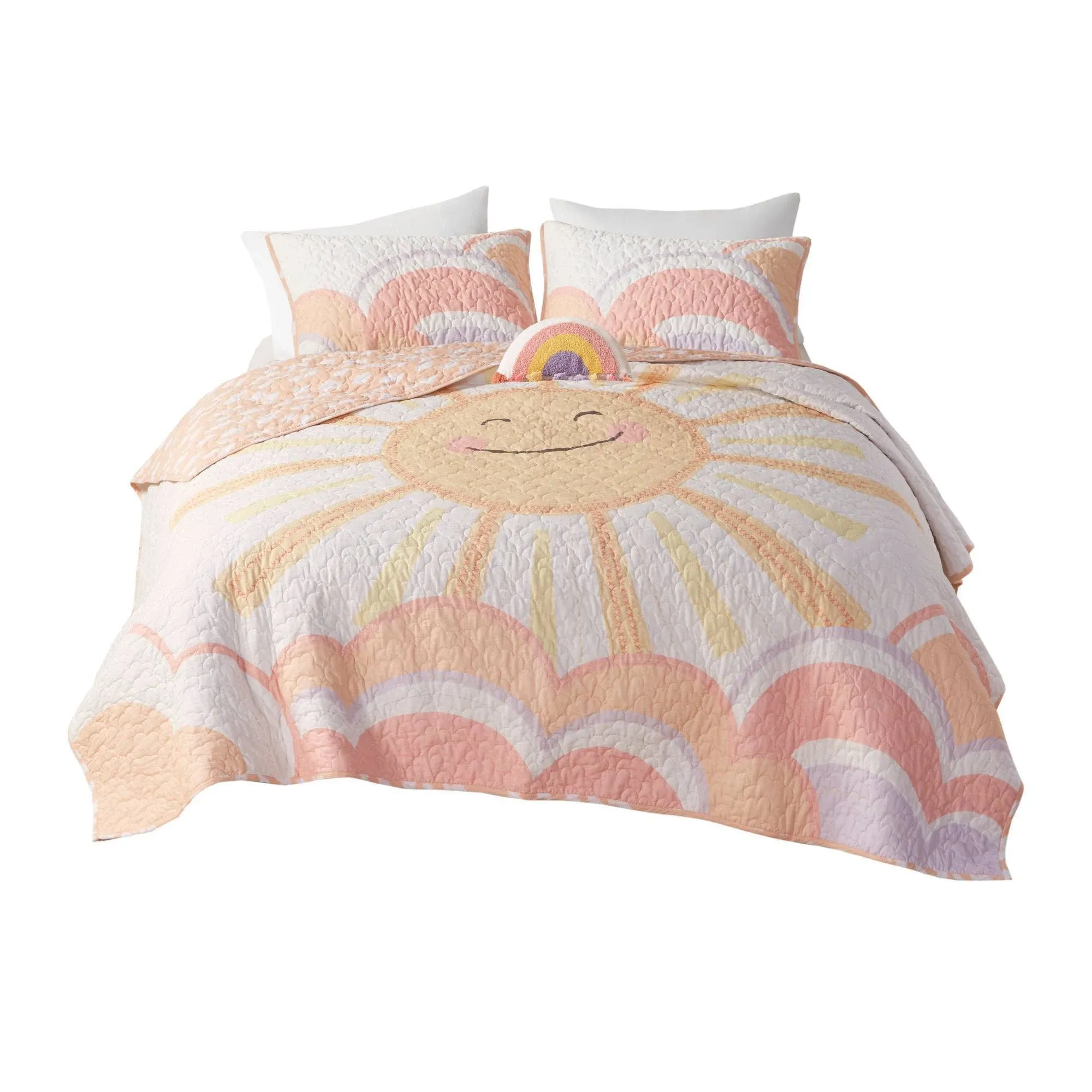 Urban Habitat Kids Ellie Sunshine Printed Cotton Reversible Quilt Set With Shams and Decorative Pillows