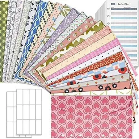 Rancco Cash Envelopes for Budgeting, 24 Pcs Assorted Colors A6 6-Ring Budget ...