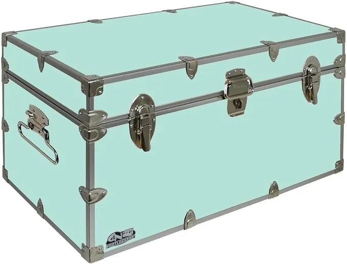 C&N Footlockers UnderGrad Storage Trunk - College Dorm Chest - Durable with Lid Stay - 32 x 18 x 16.5 Inches (Teal)