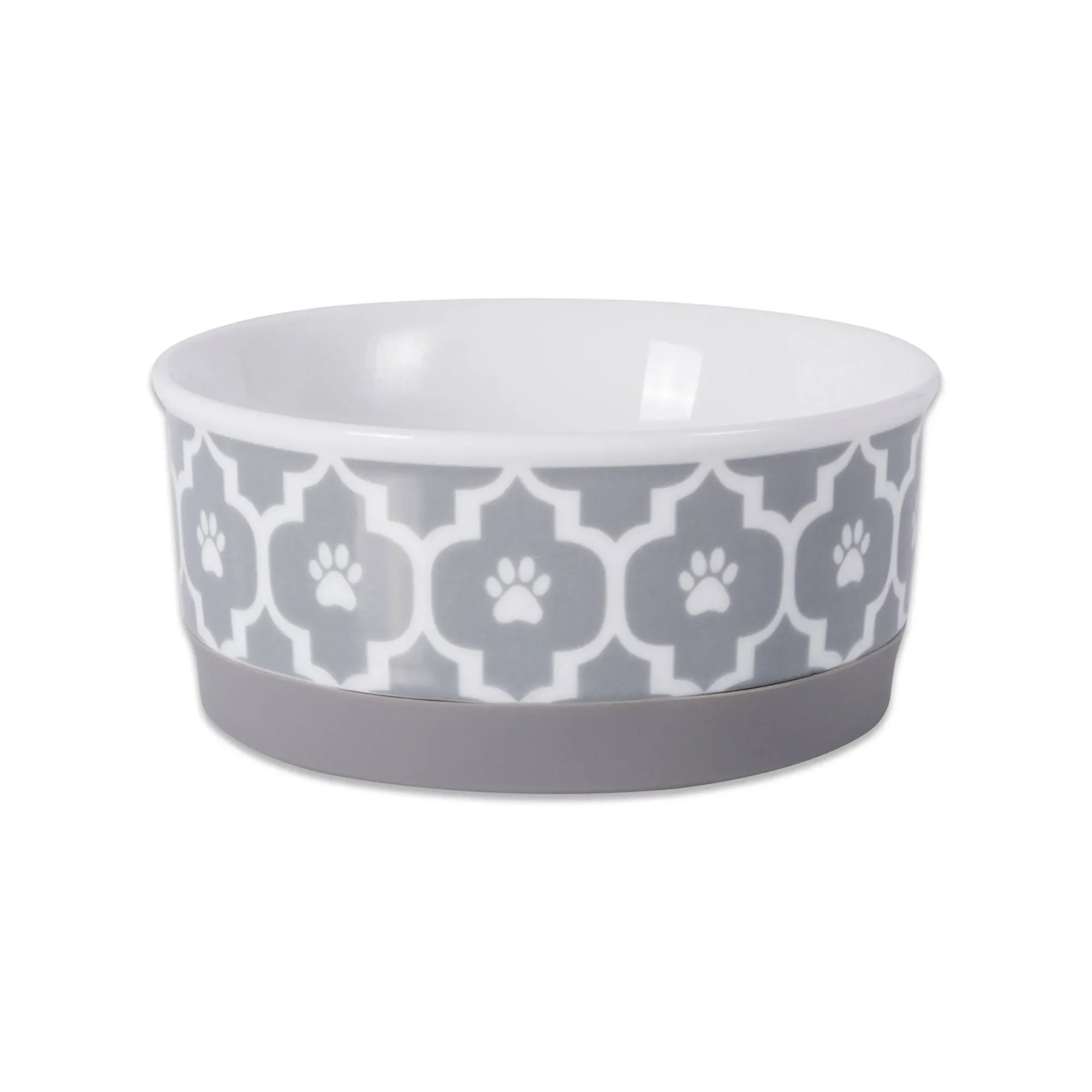 Bone Dry Lattice Collection Pet Bowl & Canister, Small, 4.25x2", Gray