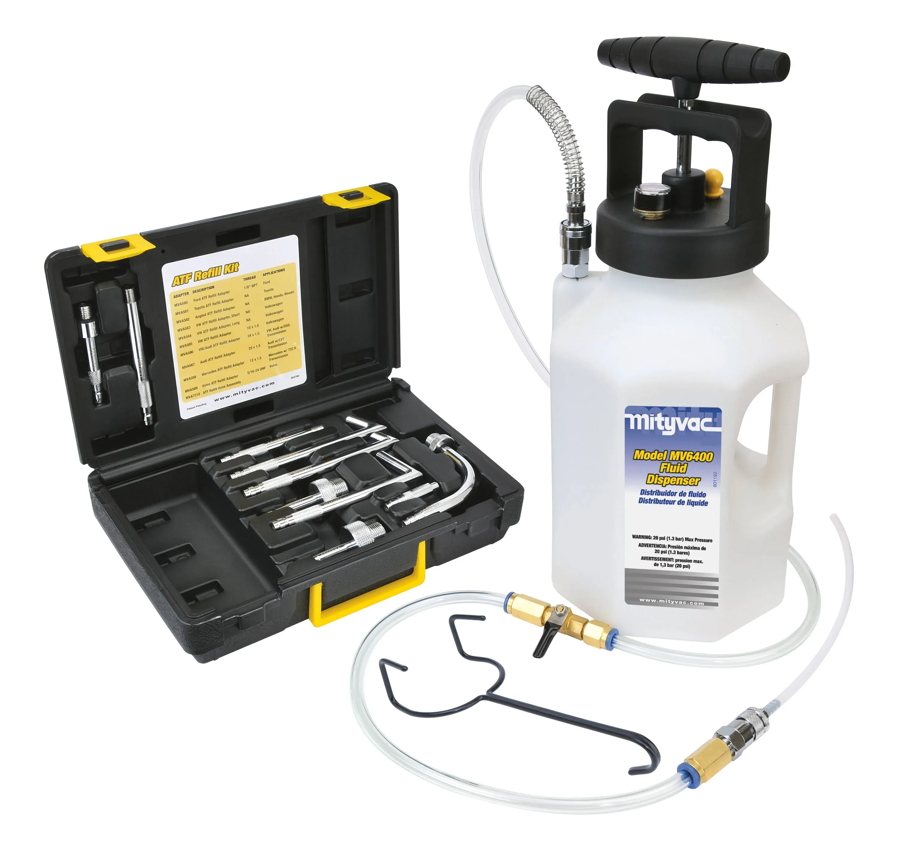 MityVac MV6410 ATF Transmission Driveline Filler Refill Kit with Adaptors