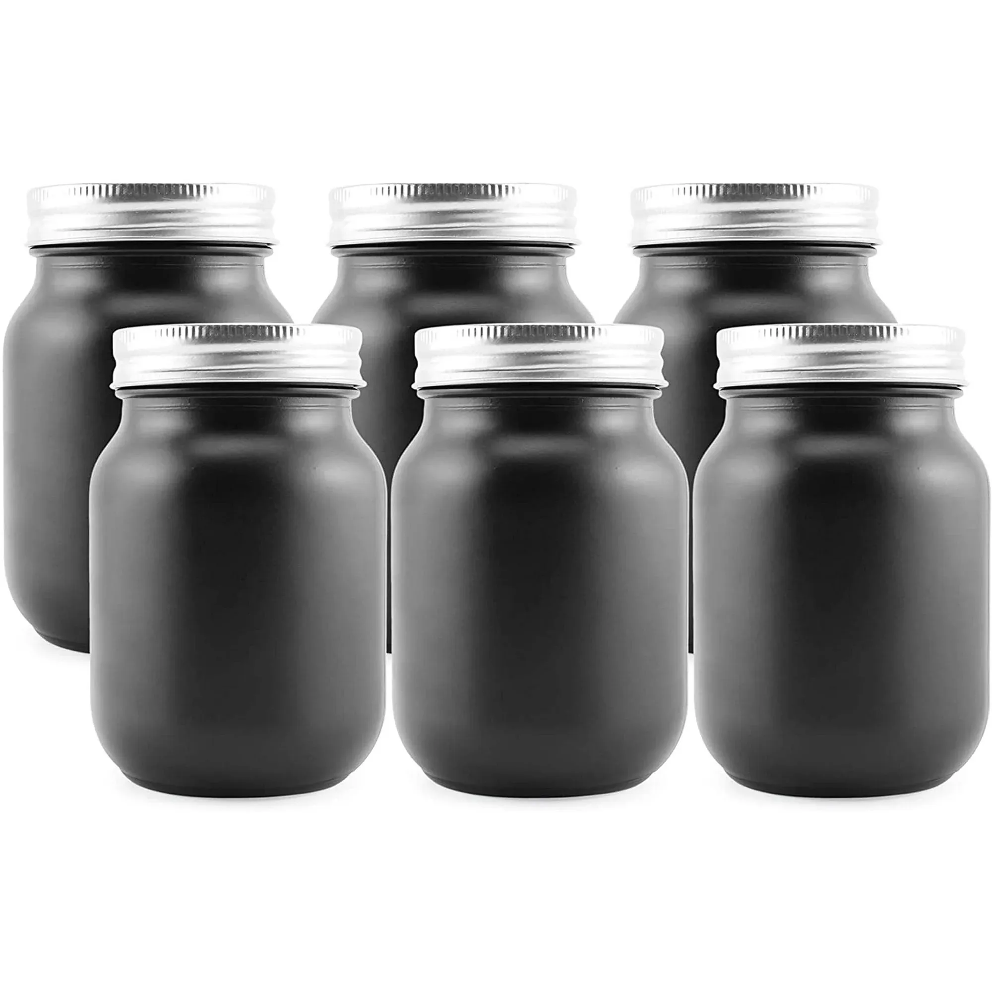 Darware Black Chalkboard Mason Jars (Pint size, 6-Pack); Black-Coated Blackboard Surface Glass Jars for Arts and Crafts, Gifts, and Rustic Home Decor