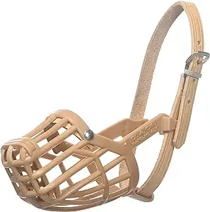 OmniPet Leather Brothers Italian Basket Dog Muzzle, Size 3, Tan