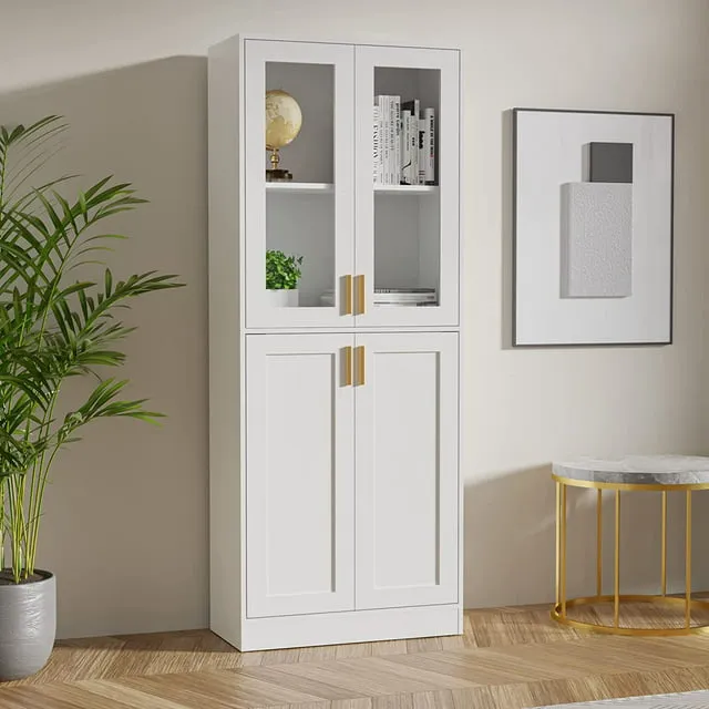 Cozy Castle 70 inch Tall White Display Cabinet