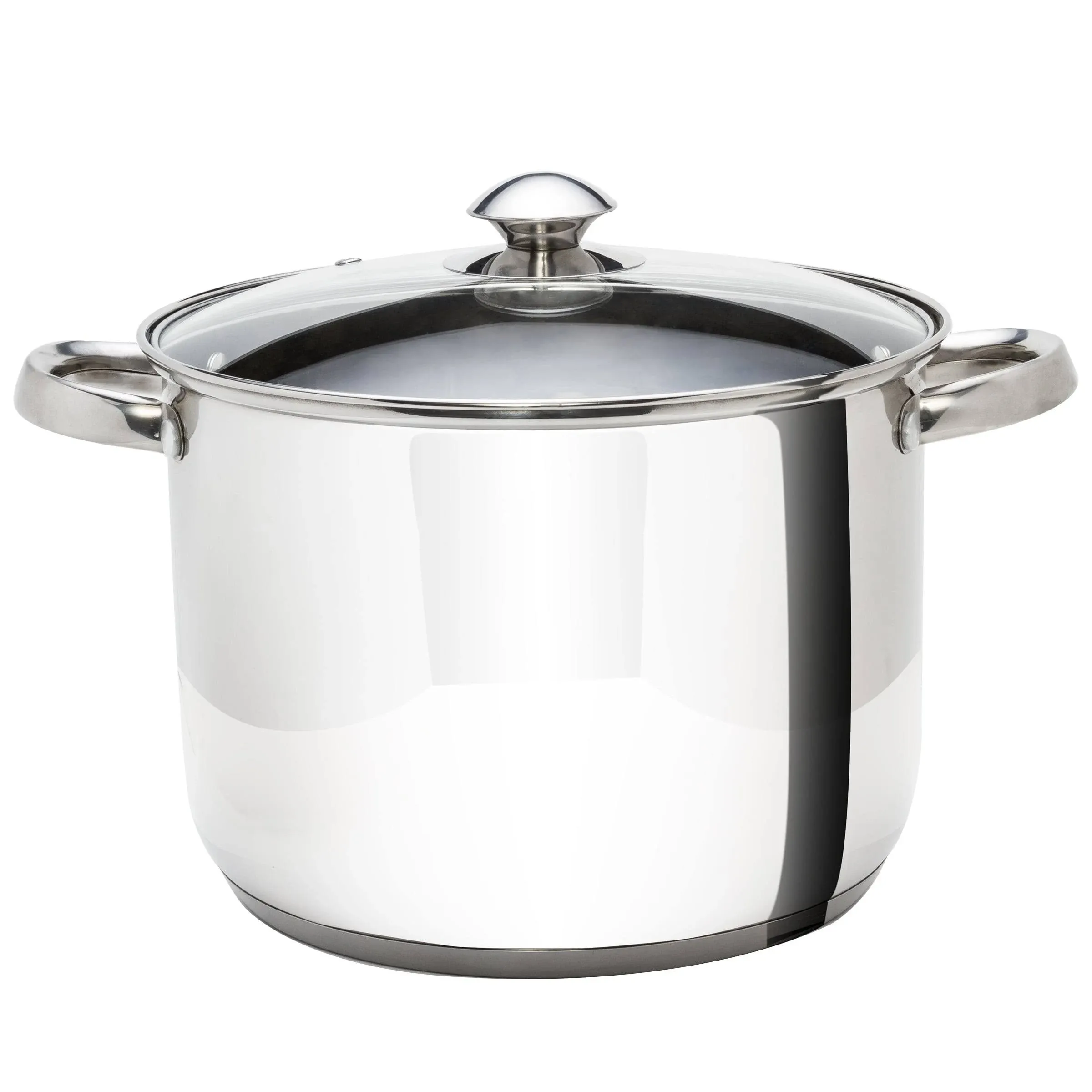 Ecolution Stainless Steel Stock Pot with Encapsulated Bottom Matching Tempered Glass Steam Vented Lids, Made Without PFOA, Dishwasher Safe, 8-Quart, Silver