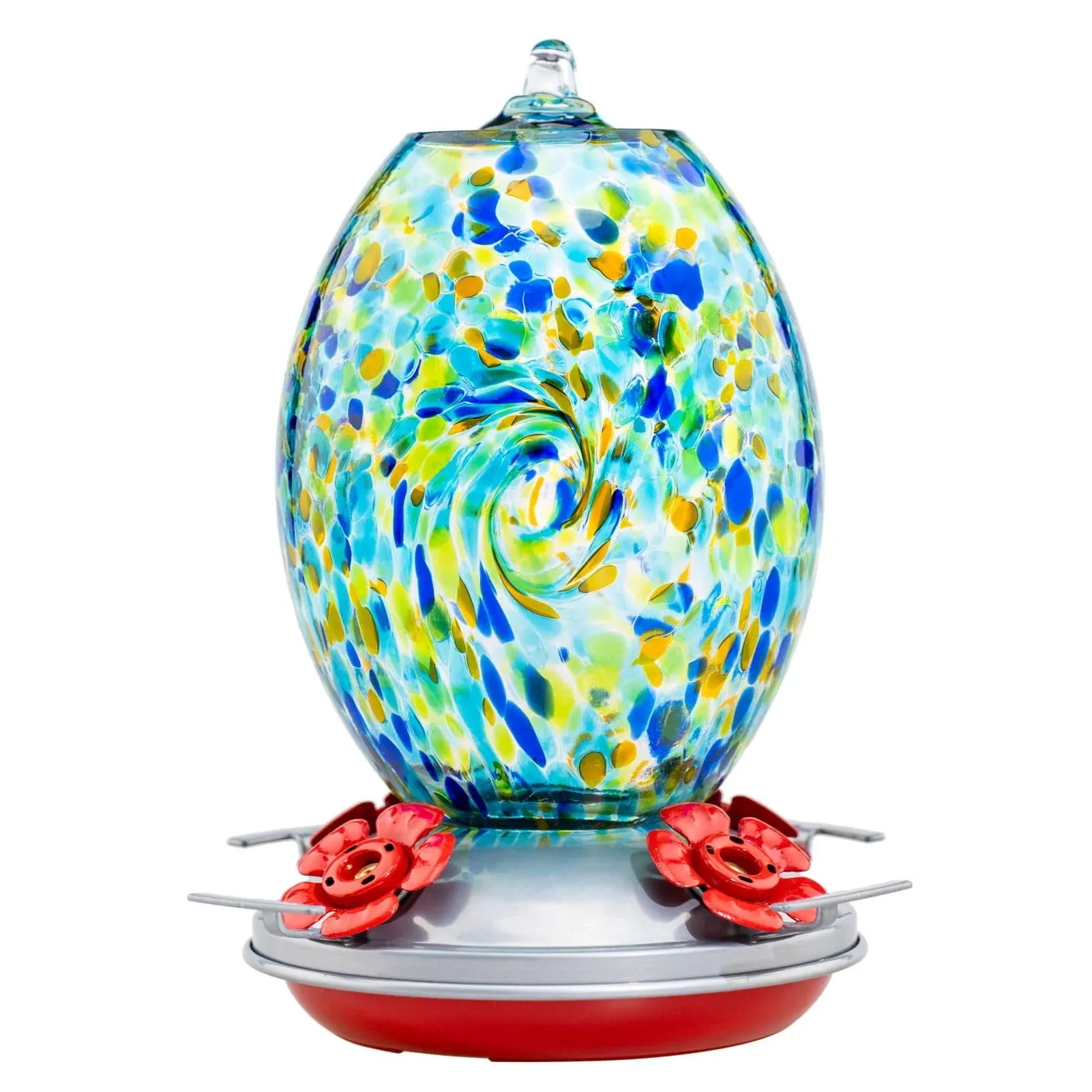 Muse Garden Hand Blown Glass Hummingbird Feeder - Starry Night