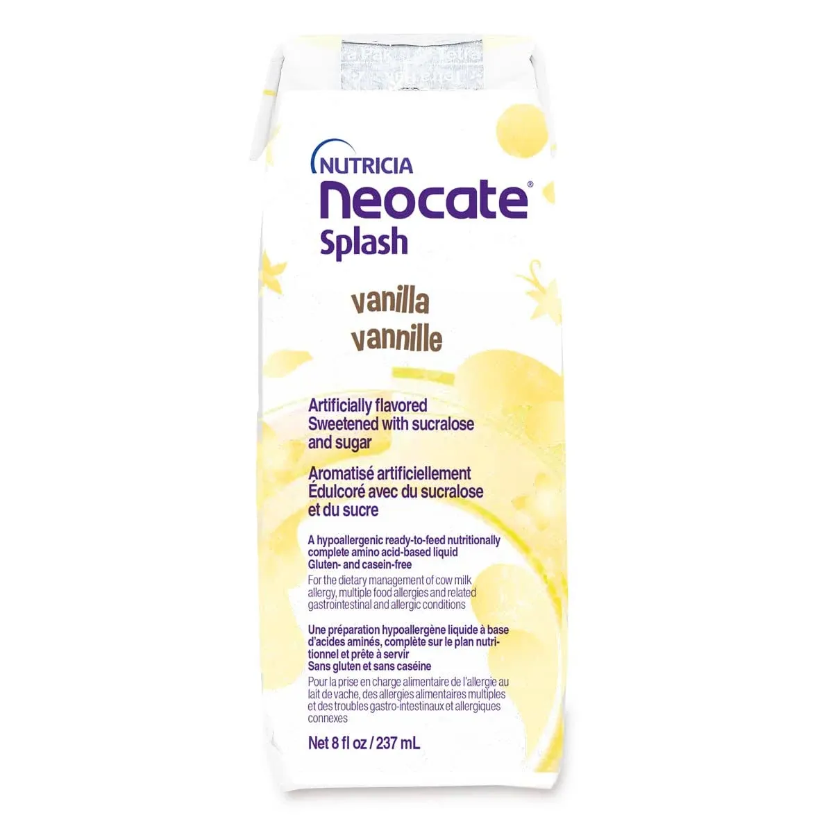 Pediatric Oral Supplement Neocate® Splash Vanilla Flavor 8 oz. Carton Liquid Amino Acid Food Allergies 176678 Pack of 1