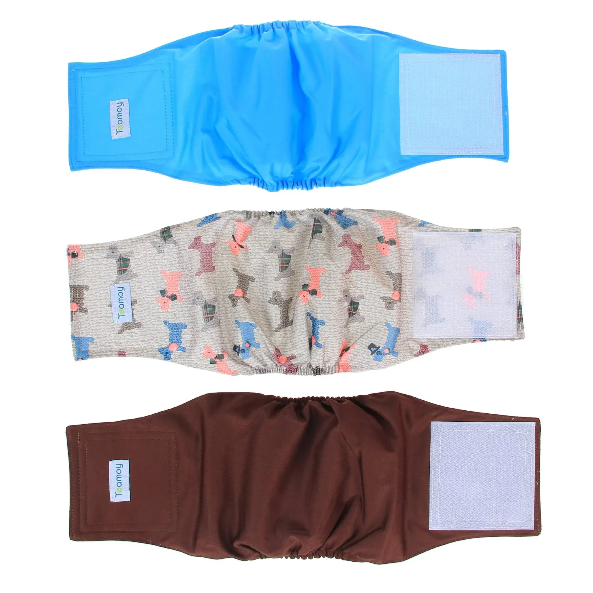 Teamoy Reusable Wrap Diapers for Male Dogs, Washable Puppy Belly Band Pack of 3 ...